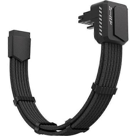 600-W-GPU-Stromverlängerungskabel (12+4 Pins), 16-Pin-Adapter für Grafikkarten, 90°-Winkelstecker für 40/50-Zoll-Grafikkarten, RGB-Schwarz (1/5)