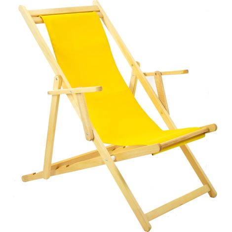 Sdraio Malibù Giallo in legno pieghevole per giardino terrazza mare (1/4)