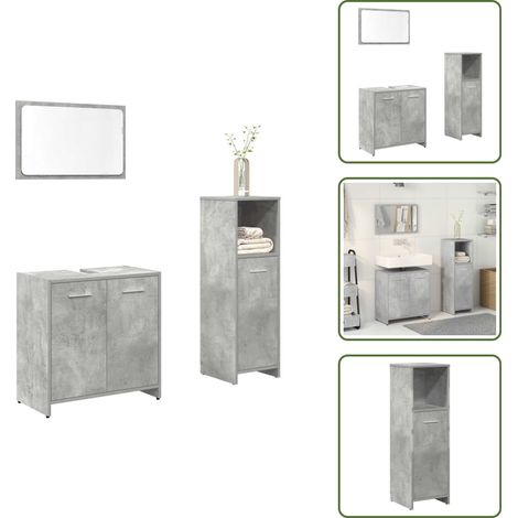 Ensemble de meubles de salle de bain 3 pcs gris béton - Ensemble De Meubles De Salle De Bain - Ensembles De Meubles De Salle De Bain - Armoire De Salle De Bain - Armoire De Rangement De Salle De Bain (1/5)