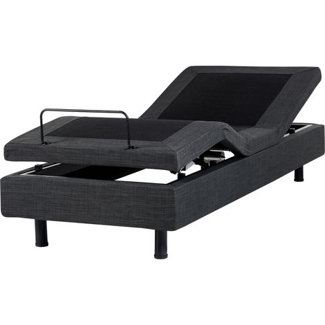Cama articulada eléctrica moderna mando a distancia ajustable sin cabecero poliéster gris oscuro 80 x 200 cm Duke