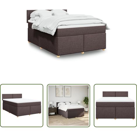 vidaXL Surmatelas -  Sommier à lattes de lit avec matelas Marron foncé 140x200 cm (1/5)