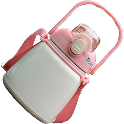 Bouteille isotherme 650 ml en acier inoxydable 304 avec paille, rose, idéale pour le bureau, l'école ou les activités de plein air. (1/5)
