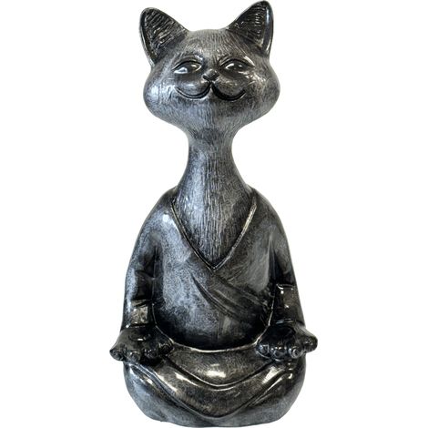 Statue en céramique chat zen gris 34 cm (1/3)