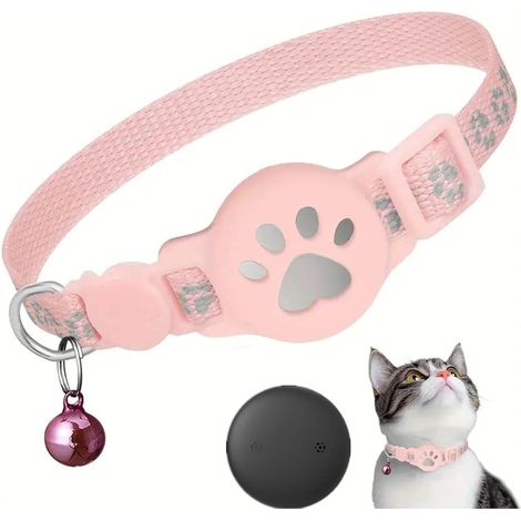Collier GPS Chat, Traceur GPS Chat, sans Abonnement Mensuel, Localisation Temps Réel, Anti-Perte avec Application, Étanche et Résistant, Petit Léger pour Chat d'Extérieur (Rose) (1/5)