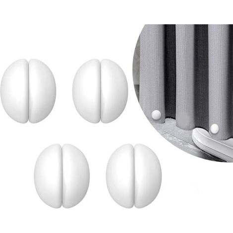 Poids pour rideau de douche (blancs), aimants en acier inoxydable, recouverts de silicone, lot de 4. (1/3)