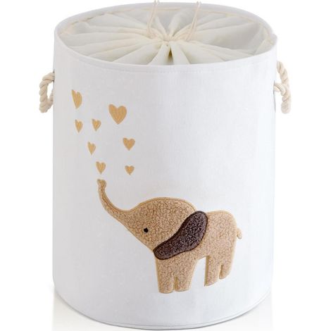 Baby Wäschekorb Elefant 58L faltbar mit Kordelzug Braun (1/5)