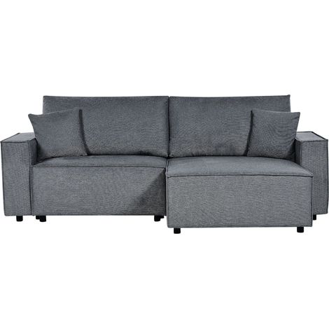 Corner Sofa Bed 3 Seater KARILA Fabric Dark Grey with Storage Left Hand (1/5)