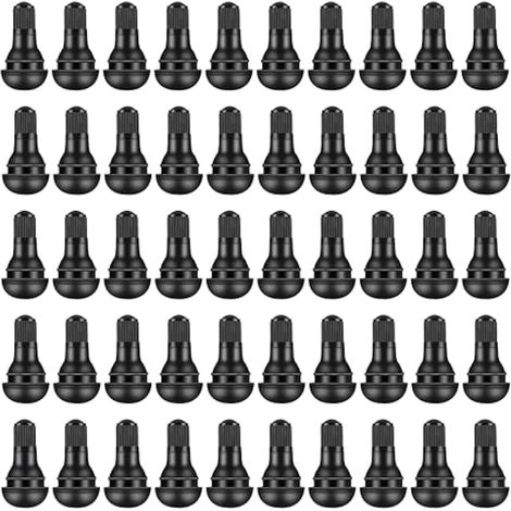 50 pièces Valve de Pneu, Voiture Pneu Tubeless Valve Bouchon TR412, Valves Tubeless pour Pneus de Voiture, TR412 Valves en Caoutchouc de Voiture à Encliqueter, Noir (1/4)