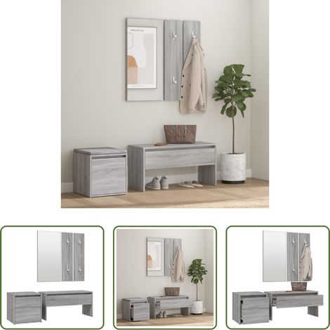 Flurbank - Garderoben-Set Grau Sonoma Holzwerkstoff (1/5)