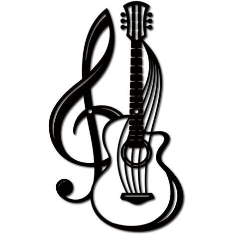 Décoration murale en métal, instruments de musique, guitare noire, ornement suspendu en fer, pour balcon, jardin, maison, salon, décoration intérieure et extérieure (1/5)