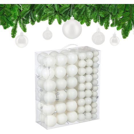 Juego de adornos navideños para árbol de Navidad (138 piezas): mate, brillante y con purpurina