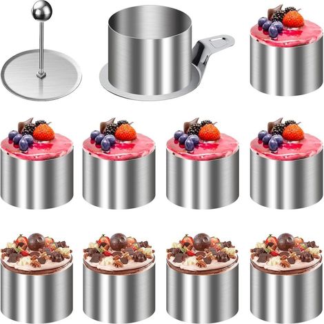 Anneau À Gâteau - Acier Inoxydable 8 x 5 cm - Pour Mousse Et Desserts Délicats - Démoulage Facile - Design Sans Jointure - Lot De 10 (1/5)