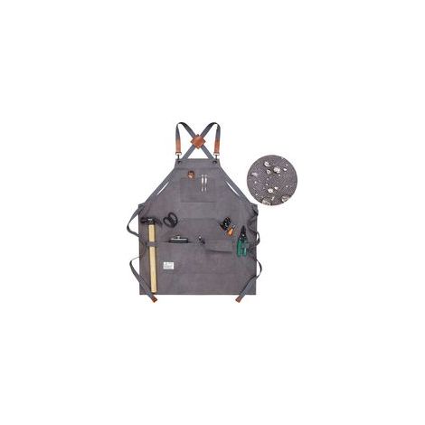 Tablier de jardinage/tablier de travail - Bretelles croisées réglables avec poches, utilisable pour le travail du bois, la soudure, les outils de jardinage, (1/5)