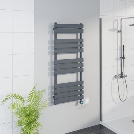 WiFi Thermostatic Flat Towel Rail Timer Sand Grey 1200x500mm (1/5)