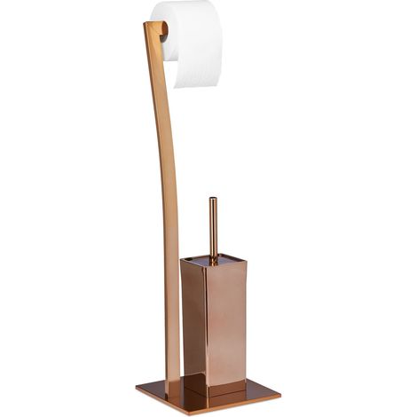 Support de Papier-Toilette avec Porte-Brosse 71 x 20 x 20 cm INOX laqué Porte-Rouleau Bain, cuivré (1/5)