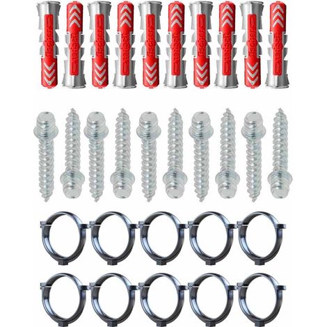 Ensemble de 10 colliers tube de descente Ø80 Anthracite + 10 Vis 7x40mm + 10 Chevilles Duopower 8x40mm - Arcanaute (1/4)
