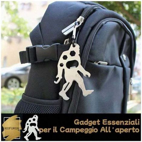 Cadeau de fête des pères, cadeau multi-outil - Gadget accessoire de camping 11 en 1, argent, 1 pièce (1/4)