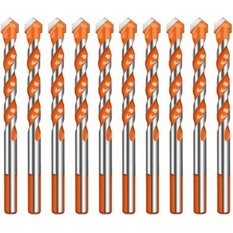 QAZQA Lot de 10 Ultimate Drill bits Twist Drill Head Wall Ceramic Glass Punching Hole Working Set 6mm