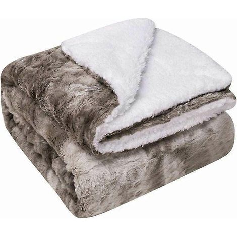 Plaid en fausse fourrure luxueuse, grande taille, doux et confortable, idéal pour recouvrir le canapé du salon ou comme couvre-lit décoratif pour la chambre. (1/5)