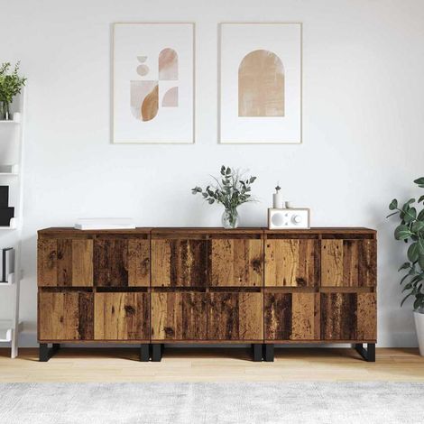 Buffets 3 pcs-Lot de 3 Meuble de rangement Bois ancien 180 x 35 x 70 cm Bois d'ingénierie 755615 (1/5)
