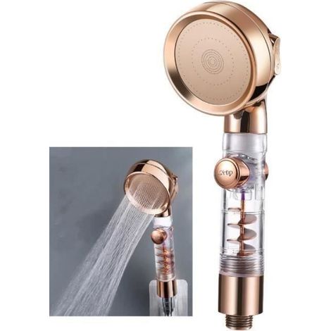 Pommeau de Douche à helice Haute Pression - - 3 Modes De Douche - Or rose - Economie D'eau (1/3)