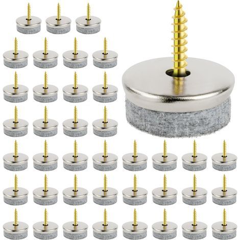 Flintronic 40 Stück Filzgleiter für Möbel, 24 mm Nagelgleiter für Stühle, rund, einfach zu montieren, zum Schutz von Böden vor Tischbeinen (1/5)