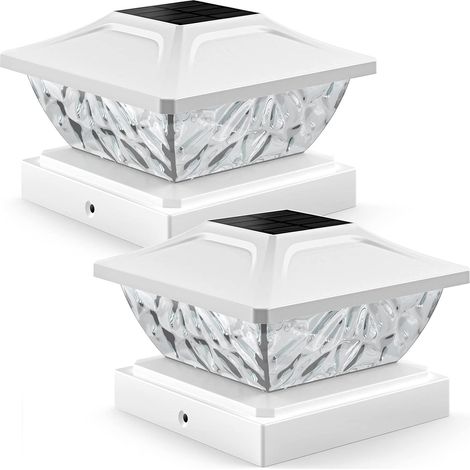 2 Stück Solar-Pfostenkappen-Lichter, 2 Modi, helle Solar-Pfostenlichter, für den Außenbereich, wasserdicht, Zaunpfostenkappen-Lichter, solarbetriebene Deckleuchten für 4 x 4, 4,5 x 4,5, 5 x 5 Pfosten (1/5)