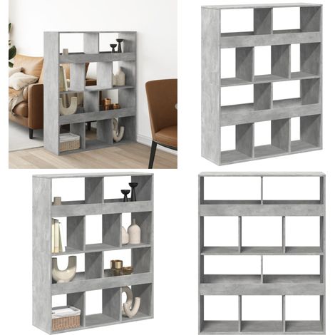 vidaXL Cloison de séparation gris béton bois d'ingénierie (1/5)