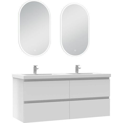 Océan ensemble meubles Salle de Bain 120cm vasque + miroir lumineux Blanc (1/4)