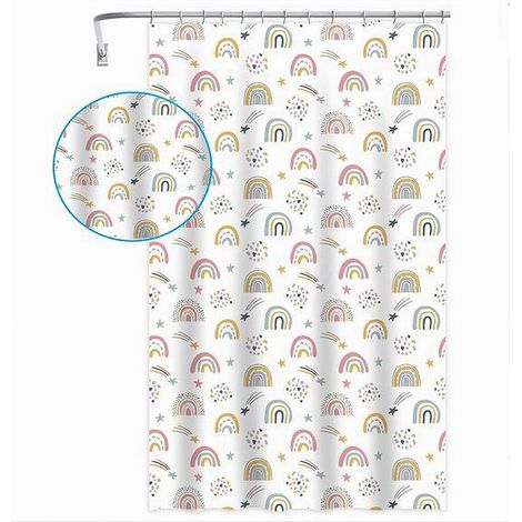 TRADE SHOP - Tenda Doccia Vasca Da Bagno Con 12 Ganci Arcobaleno Fantasy 180x200cm Peva 87563 - (1/2)