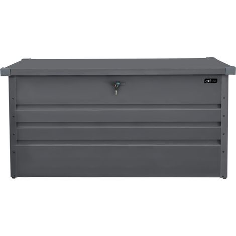 Axi Miles Coffre De Jardin En Métal - 400L, Anthracite 132X60X62Cm - Coffre De Rangement Extérieur Avec Fond Et Serrure - Meuble Exterieur Rangement Outils De Jardinage, Coussins