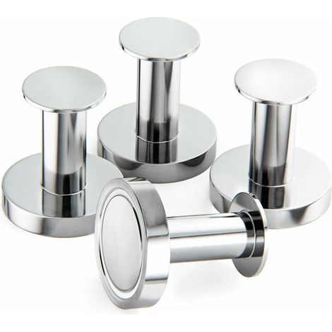 Magnetic Coat Rack - 4 Extremely Strong Wall Hooks - For Hanging Coats and Bags - Over-the-Door Coat Rack with Rare Neodymium Metal Magnet - Fridge Door Hooks - Silver (1/5)
