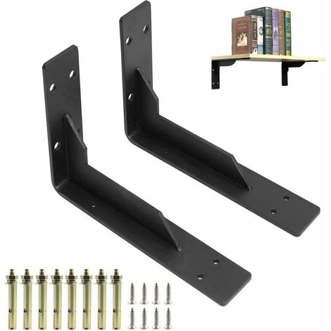 Set mit 2 Regalträgern (290 mm), robust, zur Wandmontage, inklusive Schrauben, schwarz, Tragkraft: 150 kg/330 lbs (1/5)