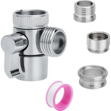 adaptateur robinet 3 voies, adaptateur de robinet en métal avec filetage femelle M22, filetage mâle M24 et raccord de tuyau G1/2, wc 3 voies, la salle de bain, la douche et l'évier (1/5)