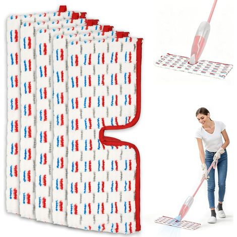 4 Pièces Recharges Serpillière Compatible pour Vileda 1-2 Spraymax, Lavable Balai Microfibre pour Tous Sols Durs, Accessoire Nettoyage (1/5)