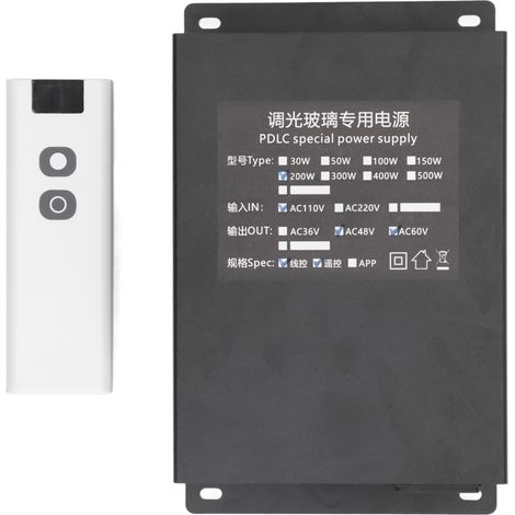 Alimentation PDLC 200W Gradateur à Distance Contrôle Verre Intelligent avec Fusible Entrée 110V CA Sortie 48V CA Maison (1/5)