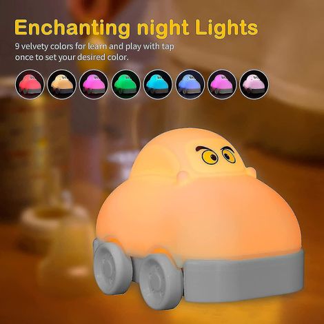 Veilleuse pour enfants, veilleuse portable avec télécommande, lampe multicolore rechargeable par USB, silicone, 9 couleurs (1/2)