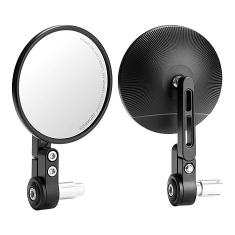 Lot de 2 Pièce CNC Rétroviseur Moto Pivotants à 360° Rétroviseurs Latéraux Rond Universels avec 7/8" 22mm Embouts de Guidon Compatibles avec Moto Scooters ATV (1/5)