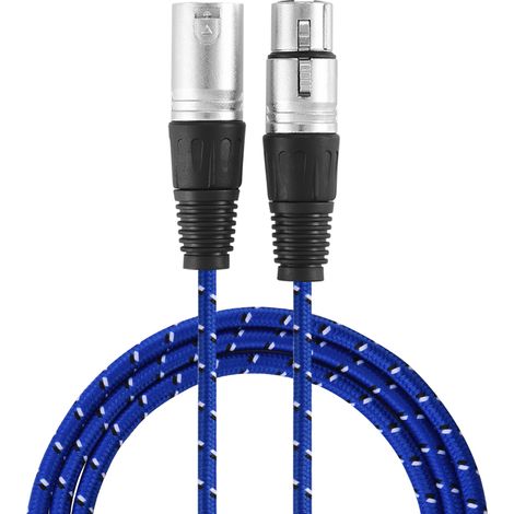 Câble XLR 3 broches mâle-femelle 5 mètres pour microphone, gaine tressée robuste
