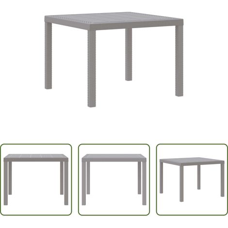 vidaXL Außenbereich - Gartentisch Hellgrau 100 x 100 x 73 cm Poly-Rattan (1/5)