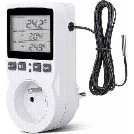 Enchufe para termostato, enchufe para temporizador digital, enchufe digital programable con sonda, temporizador digital programable, enchufe para termostato para calefacción de invernaderos y acuarios (1/4)