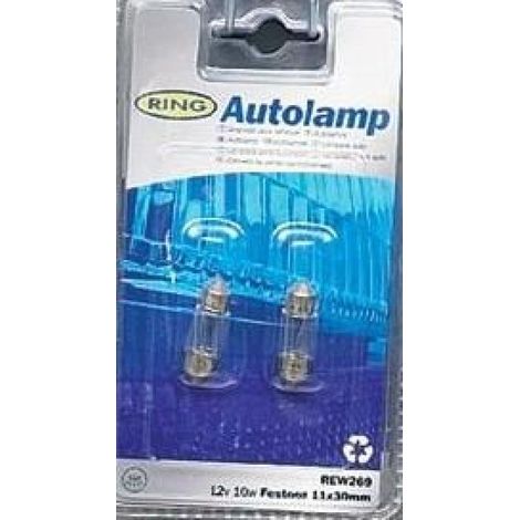 2 Ampoules Navettes 12V 10W 11x30mm S8.5d REW269