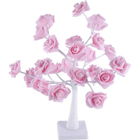 Lampe En Forme De Rose - 24 Led - Fonctionnement Sur Piles - Hauteur 45 Cm - Pour Chambre Ou Décoration Intérieure - 1 Pièce (1/5)
