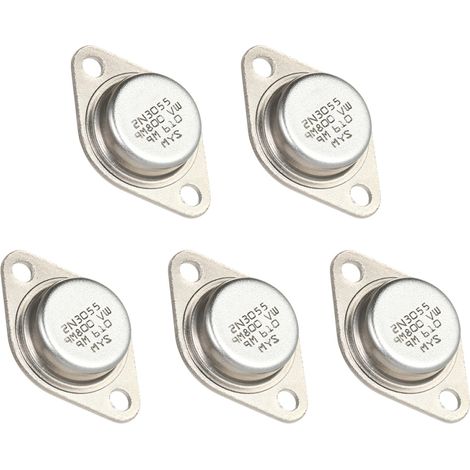 Lot de 5 transistors de puissance 2N3055 de haute qualité, NPN, boîtier métallique TO-3, 15 A/60 V (1/5)