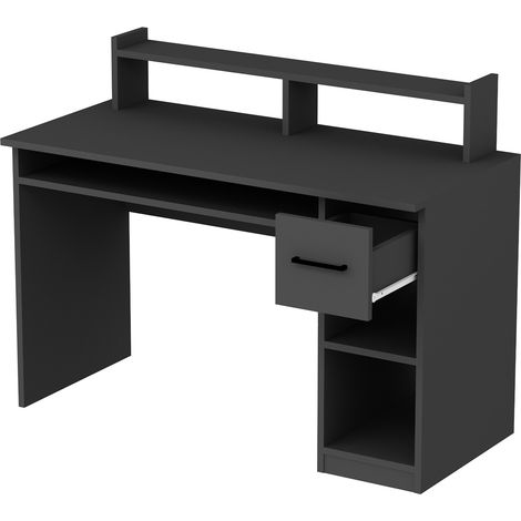 Schreibtisch Roletto, 5 Regale, 1 Schublade, 5 Fächer, 120x93x55h cm, Schwarz Anthrazit