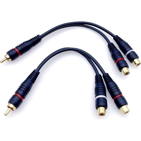 2 Pièces câble séparateur en y de 20cm, 1 prise rca mâle vers 2 connecteurs prise rca femelle pour audio vidéo domestique av, cinéma maison, amplificateur, amplificateur à tube et haut-parleurs (1/5)