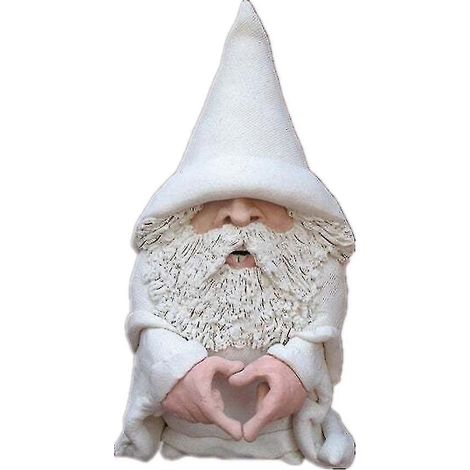 Gnome magicien blanc en forme de doigt d'honneur, ornement de jardin, statue de pelouse, symbole d'amour (1/2)