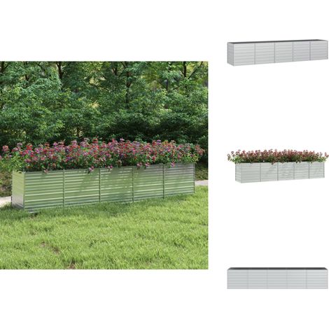 Garten-Hochbeet 400x80x77 cm Verzinkter Stahl Silber - Gartengefäße - Hochbeet - Pflanzkübel - Stahltank - Gartenmöbel (1/5)