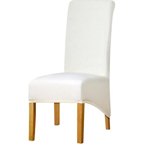 Housse de chaise haute dossier extensible tissu polyester spandex crème 1 pièce (1/5)
