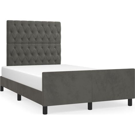Lit adulte, Cadre de lit avec tête de lit, Structure de lit Gris foncé 120x200 cm Velours CDE54951 BonneVie (1/5)